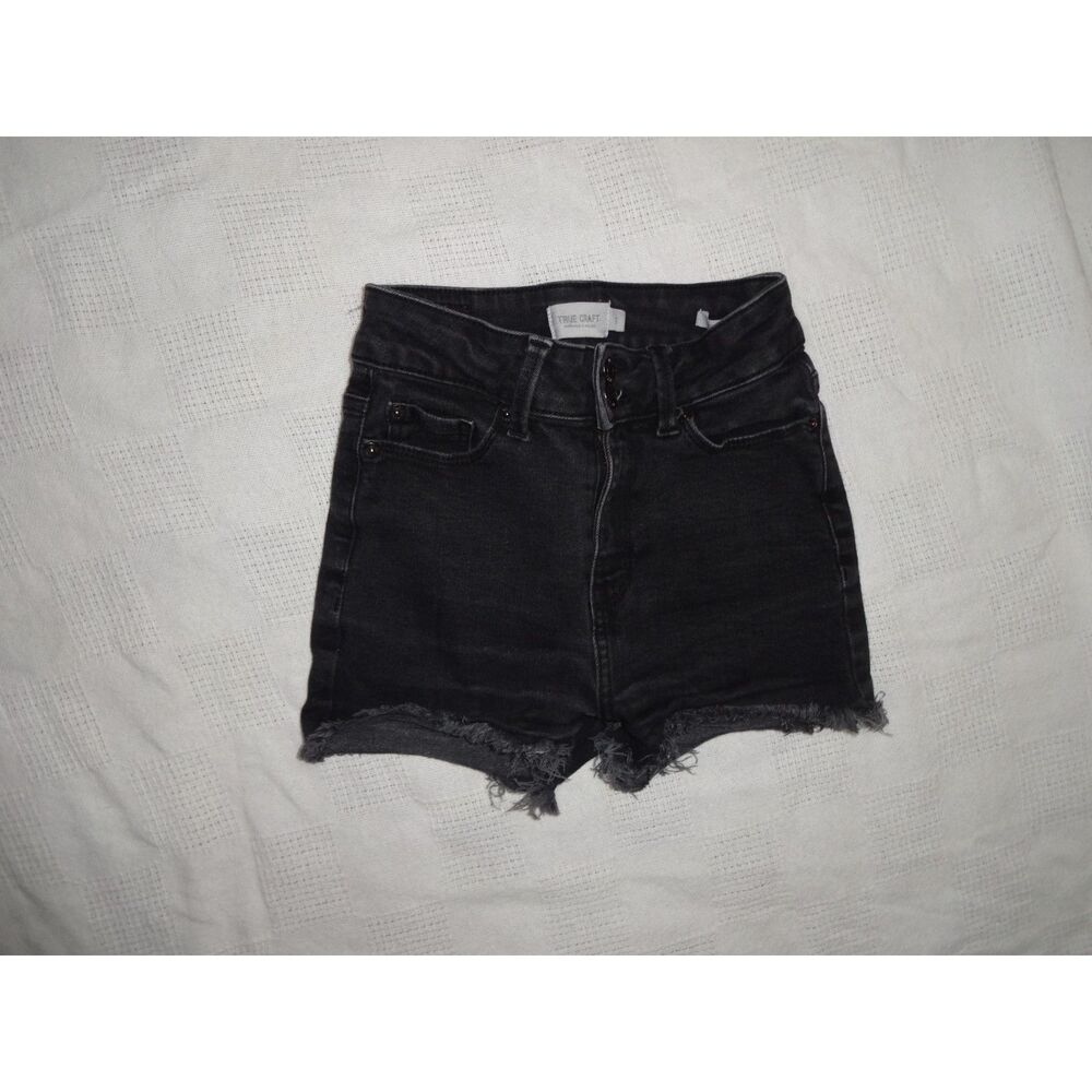 True Craft Black High Rise Cutoff Frayed Jean Shorts Size 1